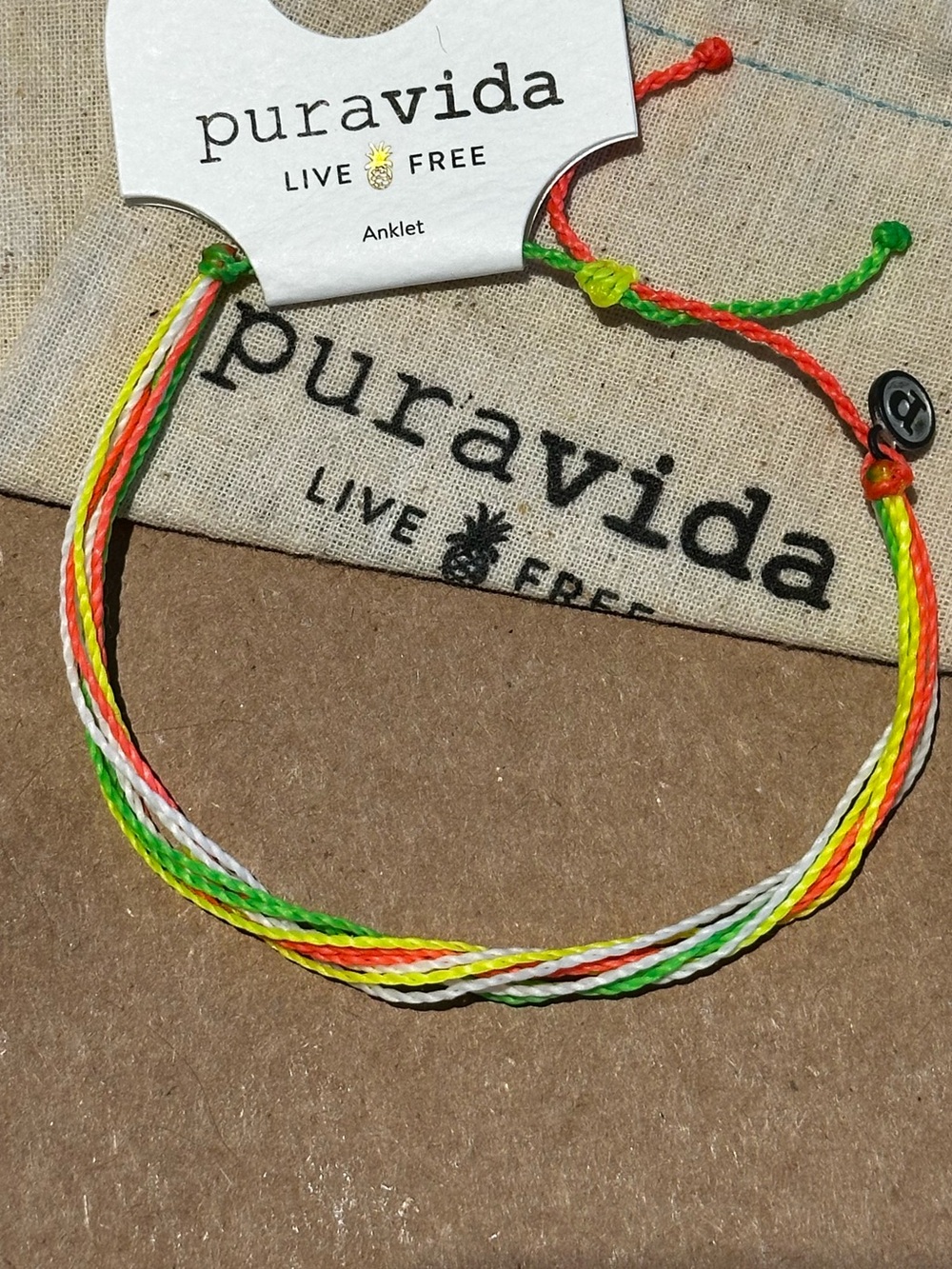 PURA VIDA Anklet Summer Fridays Neon Bright Colored NEW! Adjustable. Unisex